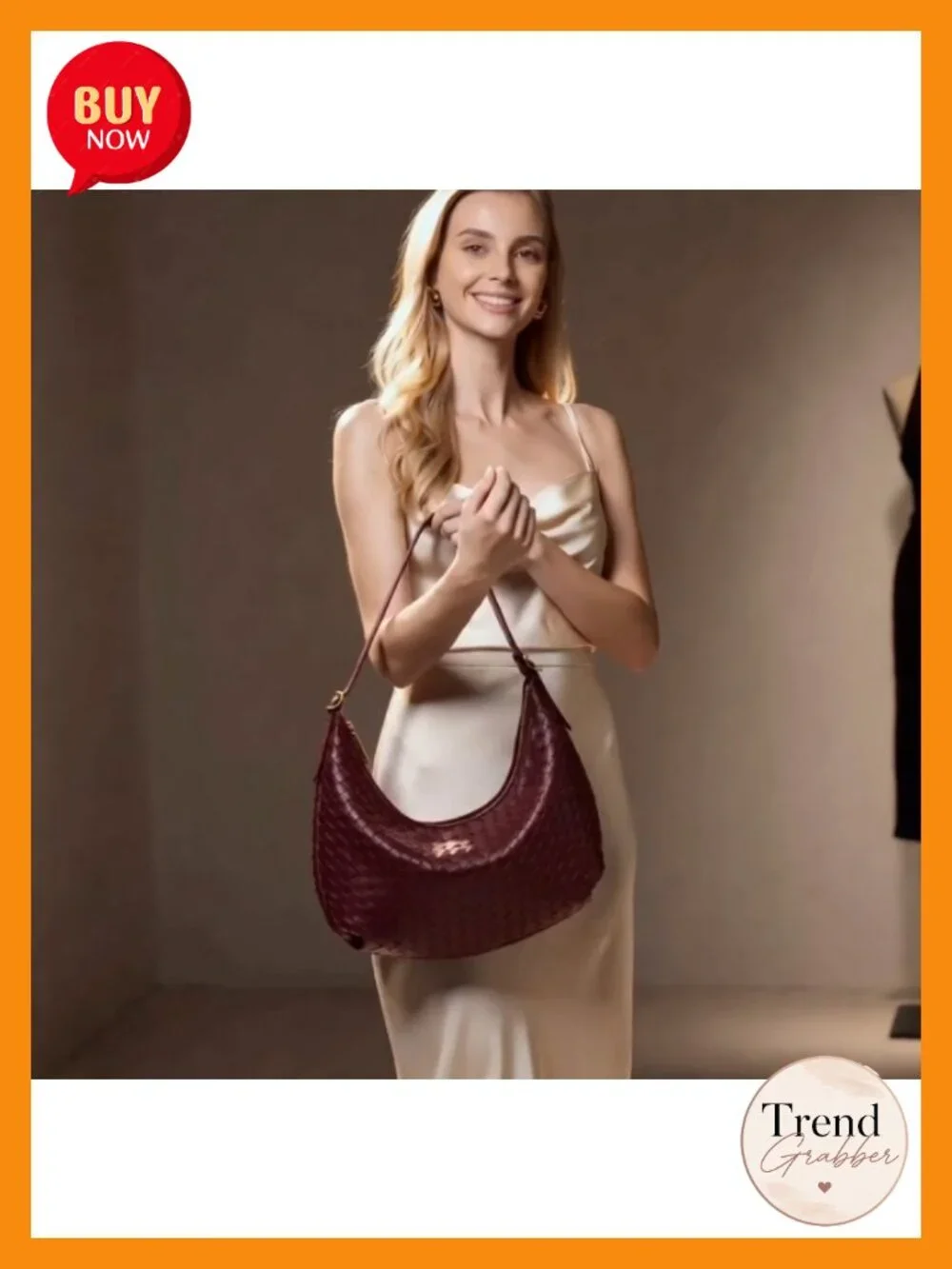 Women Woven Vegan Leather Shoulder Crossbody Hobo Bag, Adjustable Strap Inside